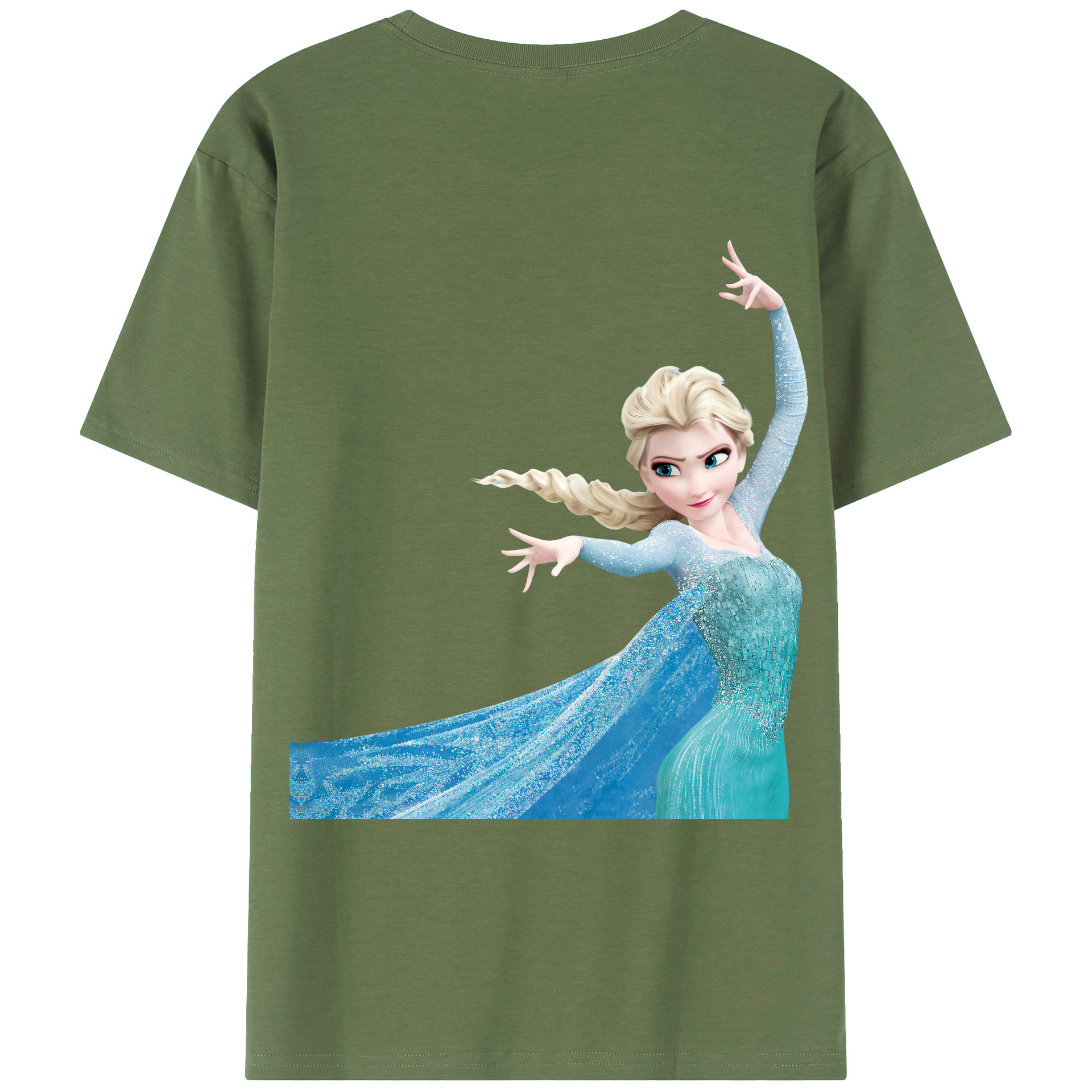 （画像用） アナと雪の女王 アンナ エルサ Frozen Anna Elsa 綿100％ メンズ半袖Tシャツ（バックプリント） 通気性